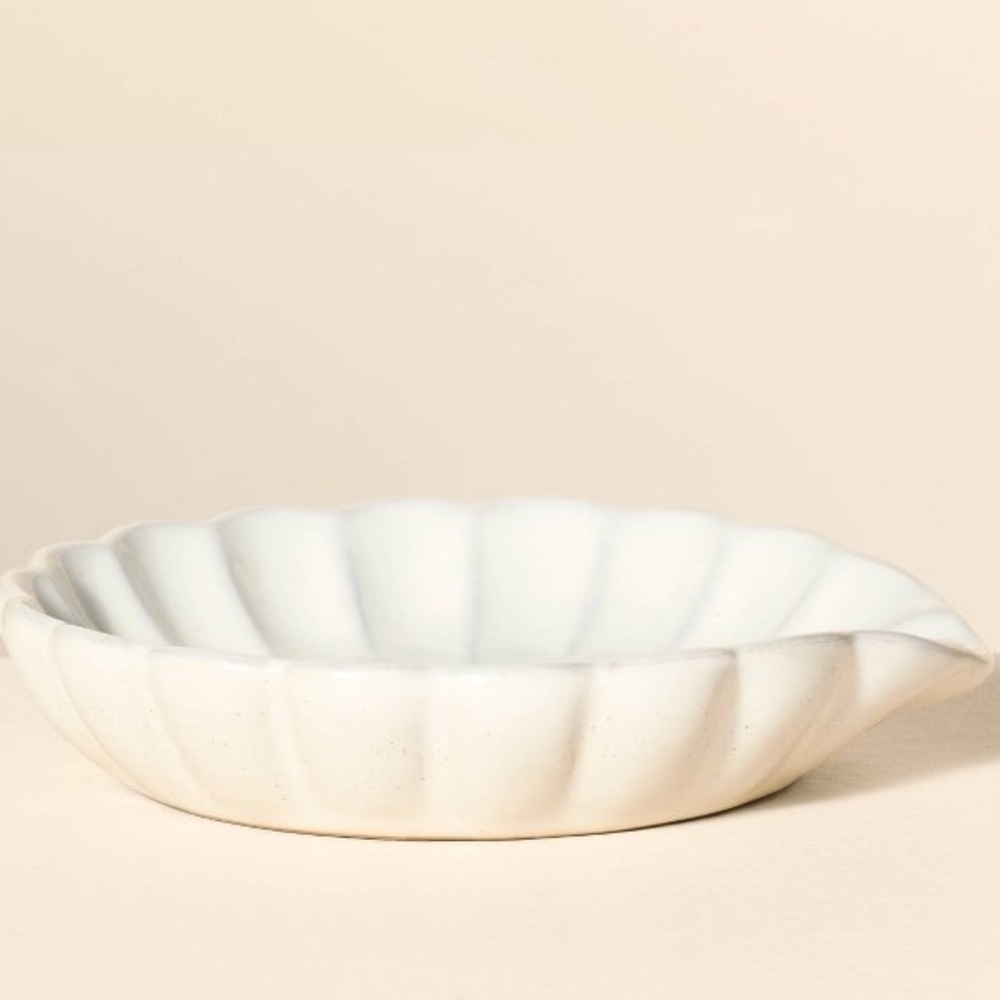 Hearth & Hand Scalloped Edge Stoneware Spoon Rest in Cream